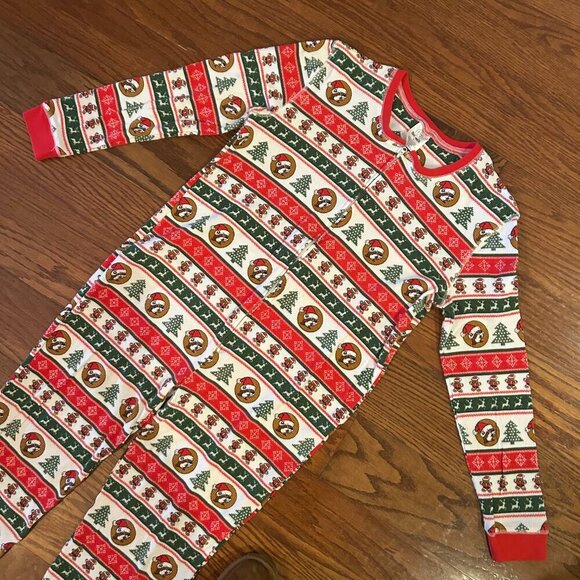 Buc-ee's Striped Christmas Adult Large Beaver Logo Long John Pajamas - Picture 5 of 12